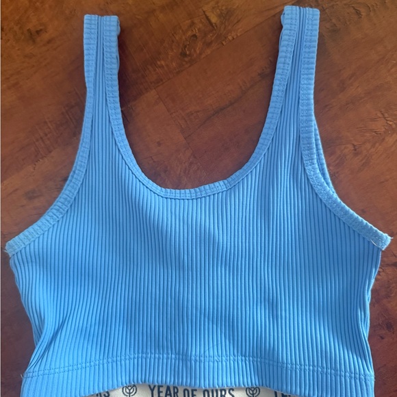Year of Ours Sky Blue Ribbed Lace-Up Tank Top - Picture 2 of 4